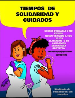 Imagen difundida por el Sindicato de Cuidadoras Sin Papeles para hacerse cargo de niños.