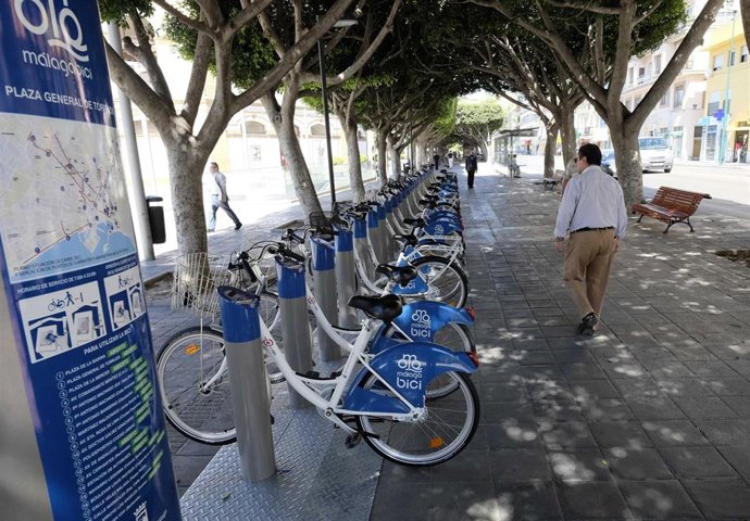 Sistema de préstamo de bicicletas Málaga estación servicio en una imagen de archivo 