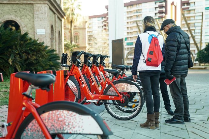 Una estació de Bicing a Barcelona, en una imatge d'arxiu