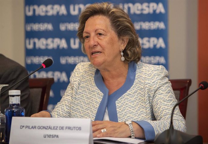 Pilar González de Frutos, presidenta de UNESPA, durante la presentación del portal Prevenir para vivir.