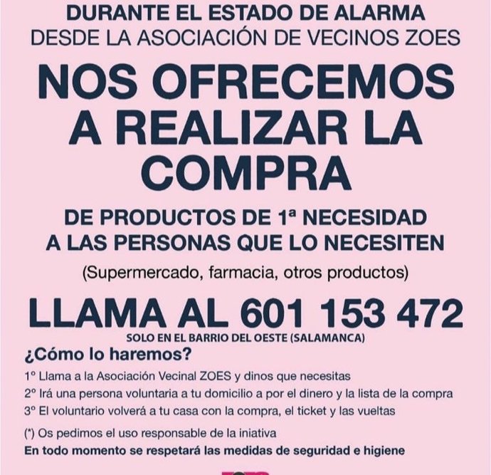 Imagen distribuida en redes sociales para dar a conocer la campaña de voluntariado contra el coronavirus.