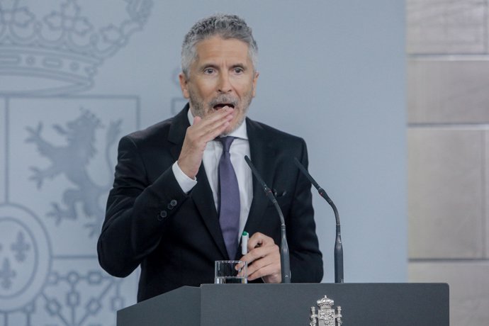 El ministro del Interior en funciones, Fernando Grande-Marlaska, ofrece una rueda en el Palacio de la Moncloa, Madrid (España), a 17 de octubre de 2019.