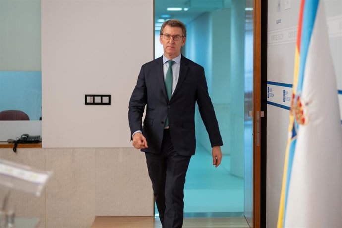 Feijóo, en la sala de prensa del Consello de la Xunta