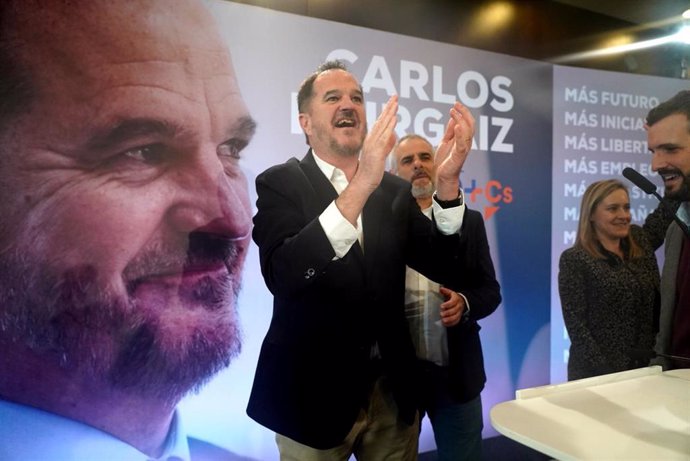 El candidato a lehendakari de la coalición PP+C's, Carlos Iturgaiz, en el acto de de presentación de su candidatura a lehendakari, en Santurtzi a 07 de marzo de 2020.