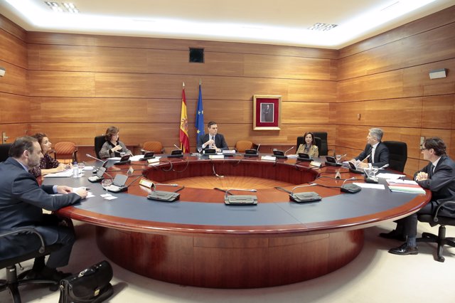 El presidente del Gobierno, Pedro Sánchez, preside el primer Consejo de Ministros virtual de la historia de España