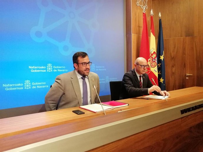 Javier Remírez y Carlos Gimeno, en la rueda de prensa posterior a la sesión de Gobierno