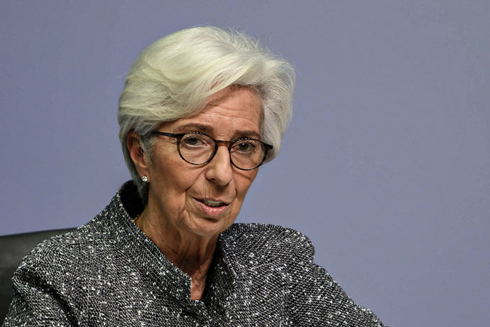 HANDOUT - 12 March 2020, Frankfurt: European Central Bank (ECB) President Christine Lagarde speaks during a press conference following the meeting of the Governing Council of the European Central Bank in Frankfurt. 