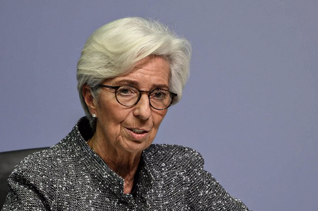 HANDOUT - 12 March 2020, Frankfurt: European Central Bank (ECB) President Christine Lagarde speaks during a press conference following the meeting of the Governing Council of the European Central Bank in Frankfurt. 