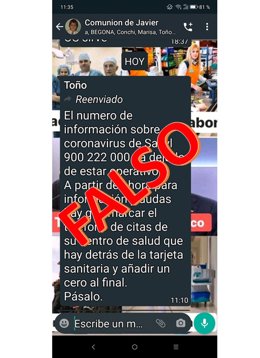 Mensaje del 112 desmintiendo bulo sobre el cese de funcionamiento