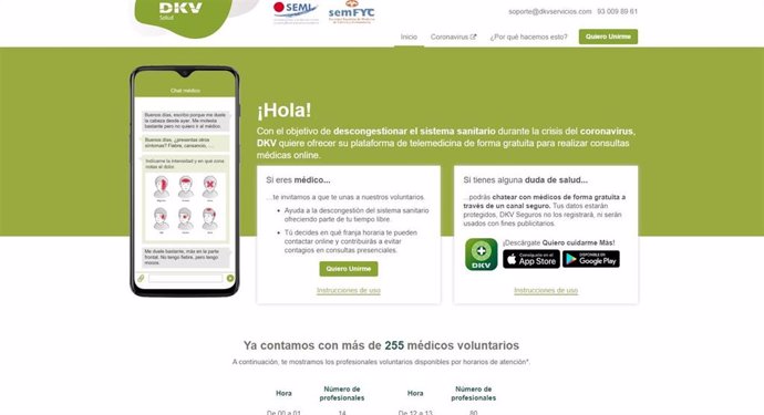 Plataforma de telemedicina grauita de DKV