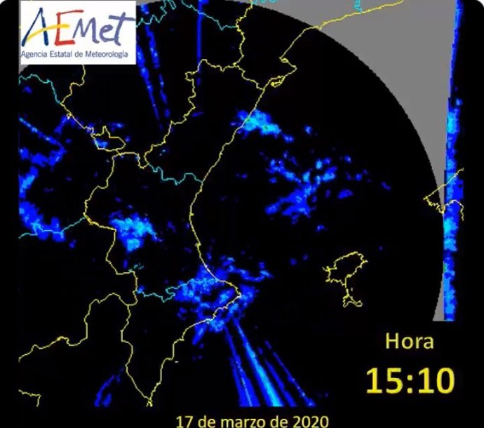Mapa evolución de la DANA 17 marzo 20202
