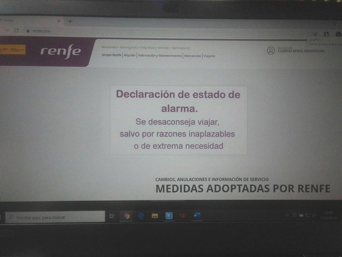 Los viajeros de AVE, avión peninsular y bus interurnano se desploman más del 90%