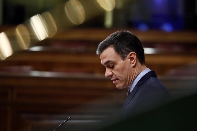 El presidente del Gobierno, Pedro Sánchez, durante su comparecencia este miércoles en el Congreso de los Diputados 