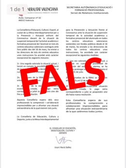 Cmunicación falsa sobre el curso 2020