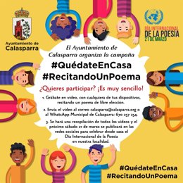 Organizan '#Quédateencasa #Recitandounpoema' para celebrar Día Internacional de la Poesía en Calasparra
