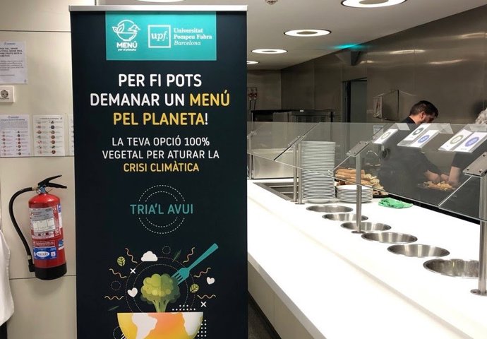 Imagen del panel informativo de la cafetería de campus de Poblenou de la UPF