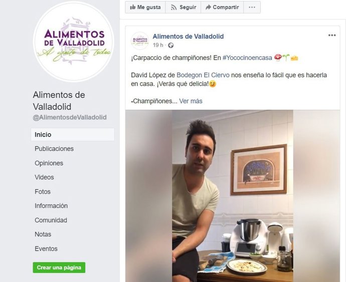 Coronavirus.-Alimentos de Valladolid ofrece en Facebook sencillas recetas de coc