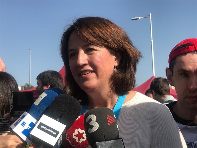 La presidenta de l'ANC, Elisenda Paluzie, en l'acte del Consell per la República en Perpignan (Frana), el 29 de febrer de 2020. Arxiu.