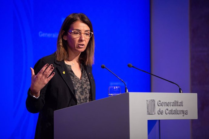 La consellera de Presidncia i portaveu del Govern, Meritxell Budó, en roda de premsa posterior al Consell Executiu en el Palau de la Generalitat, a Barcelona (Espanya), a 18 de febrer de 2020.