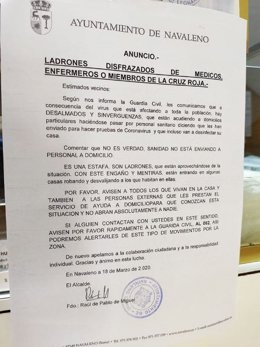 Comunicado del Ayuntamiento de Navaleno.
