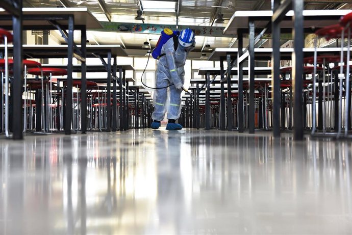 Desinfección de una escuela en Zhangjiakou