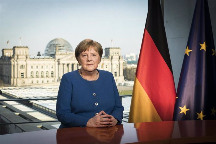Angela Merkel durante su discurso a la nación.