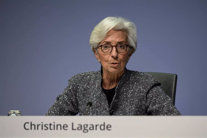 dpatop - HANDOUT - 12 March 2020, Frankfurt: European Central Bank (ECB) President Christine Lagarde speaks during a press conference following the meeting of the Governing Council of the European Central Bank in Frankfurt. Photo: Dirk Claus/European Ce