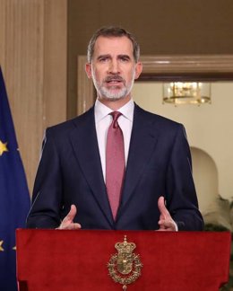 El Rey Felipe VI se dirige a la nación en un mensaje televisado, por la crisis del coronavirus, desde el Palacio de La Zarzuela.