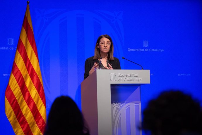 La consellera de Presidencia y portavoz del Govern, Meritxell Budó, en rueda de prensa posterior al Consell Executiu en el Palacio de la Generalitat, en Barcelona (España), a 18 de febrero de 2020.