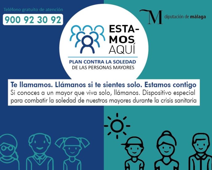Teléfono de atención al mayor de la Diputación de Málaga para cualquier necesidad durante el confinamiento