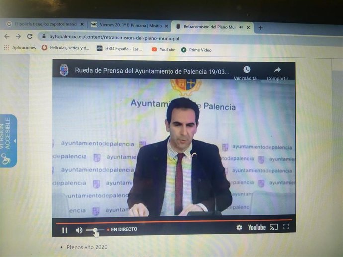 Magen de la rueda virtual del alcalde de Palencia en la que ha informado sobre la suspensión de la ORA.