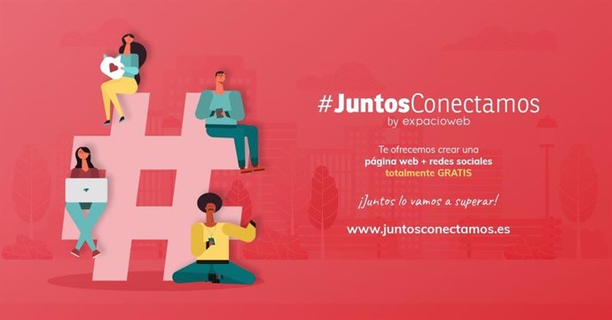 Cartel de la campaña '#JuntosConectamos' de Expacioweb