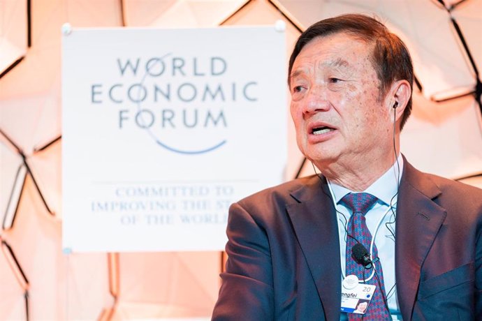 HANDOUT - 21 January 2020, Switzerland, Davos: Chief Executive Officer of Huawei Technologies Ren Zhengfei speaks during "the A Future Shaped by a Technology Arms Race"session at the 50th World Economic Forum Annual Meeting. Photo: Manuel Lopez/World E