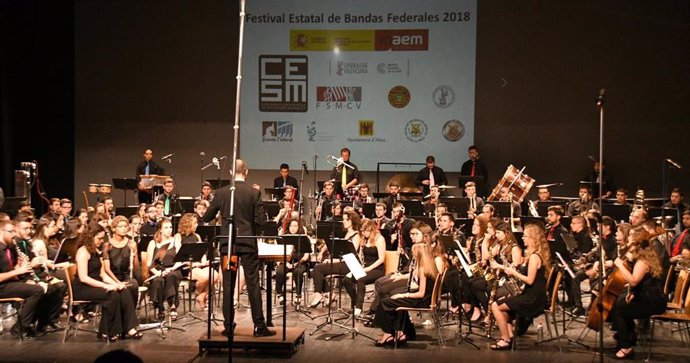 Músicos en el Festival Estatal de Bandas Federales, organitzado por la CESM.