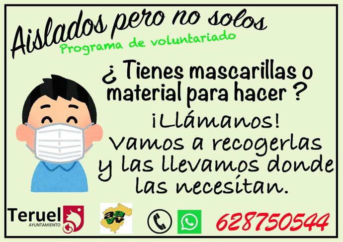 Las mascarillas confeccionadas se reparrtirán siguiendo instrucciomes de las autoridades sanitarias