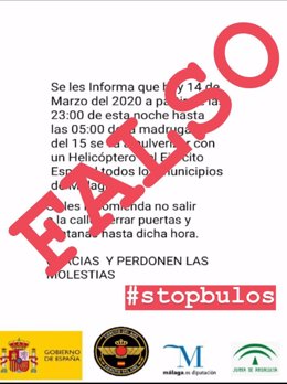 Málaga.- Coronavirus.- Diputación de Málaga tomará medidas legales contra quienes difundan mensajes falsos en su nombre