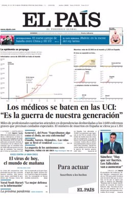 Portada El País domingo 22 de marzo.