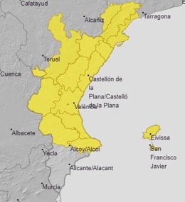 Avisos por lluvias en la Comunitat Valenciana