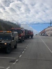 La UME desinfecta Alcalá del Valle (Cádiz) tras dar positivo 20 trabajadores de una residencia de mayores
