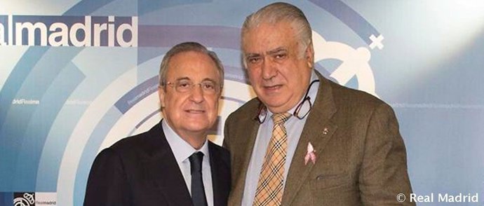 El presidente del Real Madrid, Florentino Pérez, y el expresidente Lorenzo Sanz