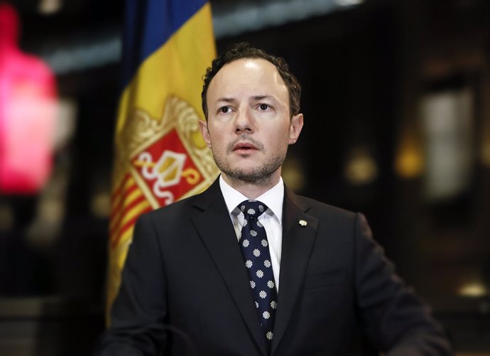 El cap de Govern d'Andorra, Xavier Espot, durant l'allocució sobre el coronavirus pronunciada el dissabte 22 de mar de 2020