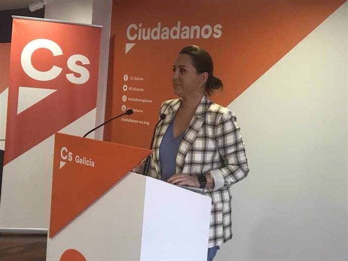 La portavoz de Ciudadanos en Galicia, Beatriz Pino, en la reuda de prensa