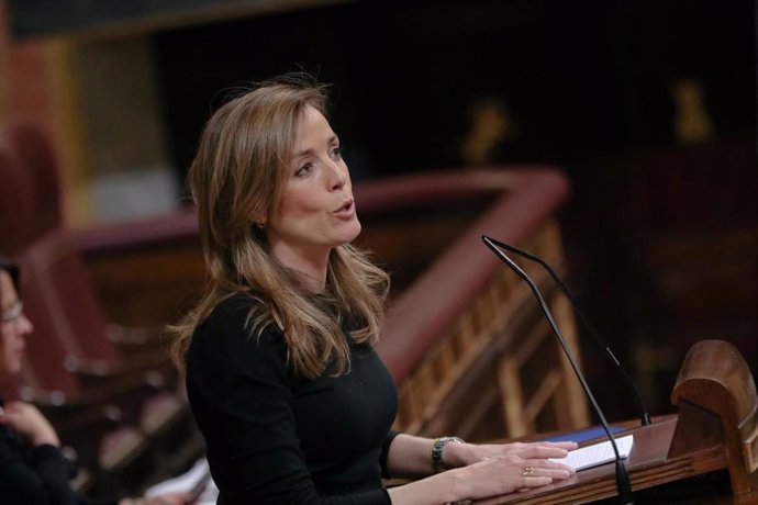 La diputada del PP Carmen Navarro Lacoba, interviene desde la tribuna