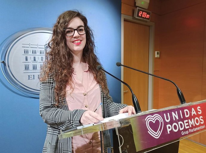 La portavoz parlamentaria de Unidas Podemos, Esperana Sans, en el Parlament.