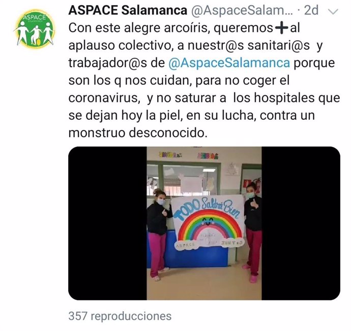 Publicación de Aspace Salamanca en Twitter.
