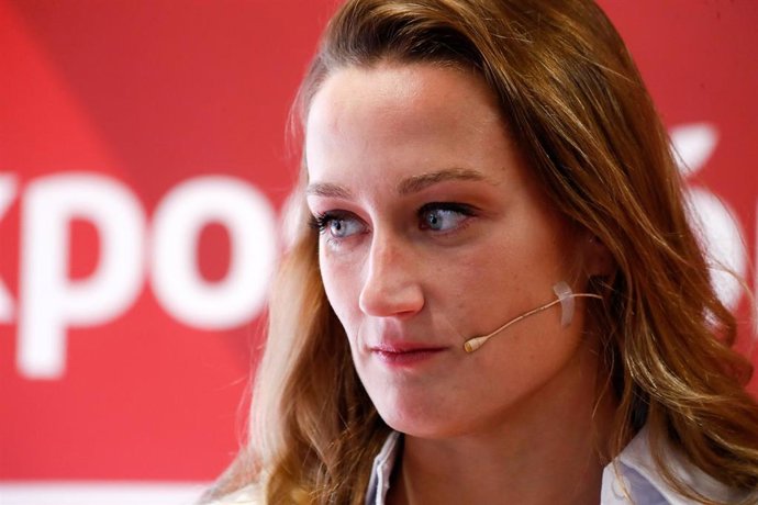 La nadadora española Mireia Belmonte durante un acto publicitario