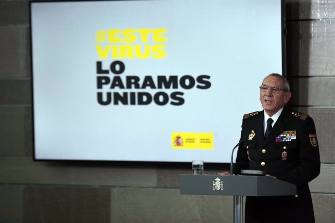 El director adjunto operativo (DAO) de la Policía, José Ángel González, interviene en la comparecencia para informar sobre los datos actualizados del coronavirus donde han indicado que desde el último comunicado, se ha sufrido un incremento del 25% en e