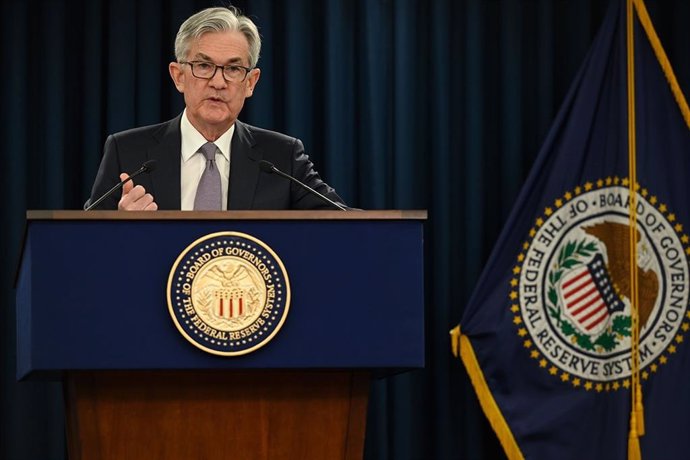 El president de la Reserva Federal (Fed), durant la roda de premsa posterior a la reunió de l'organisme el 29 de gener del 2019.