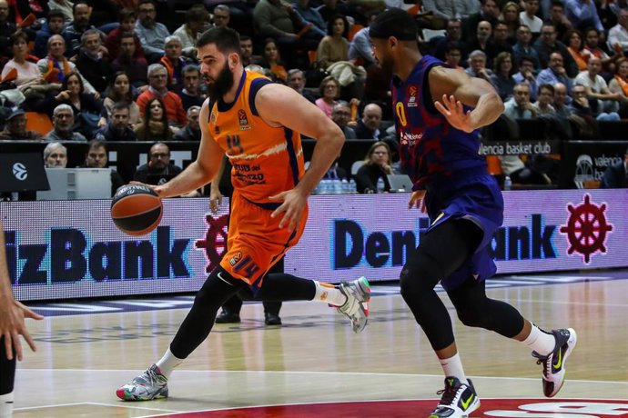 Bojan Dubljevic of Valencia Basket in action during Euroleague Turkish Airlines  Regular Season Round 23 match between. Valencia Basket and FC Barcelona  played at  Fuente de San Luis Pavilion. In Valencia, Espain. february 5, 2020.