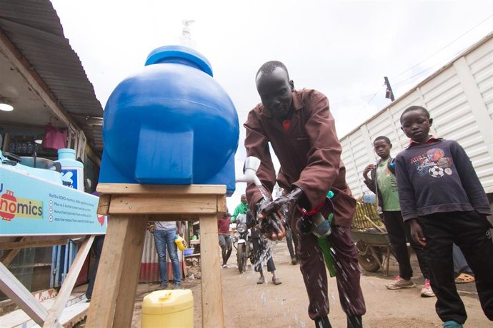Punto de lavado de manos en Nairobi